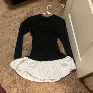 PrettyLittleThing Black and White Ruffle Hem Dress